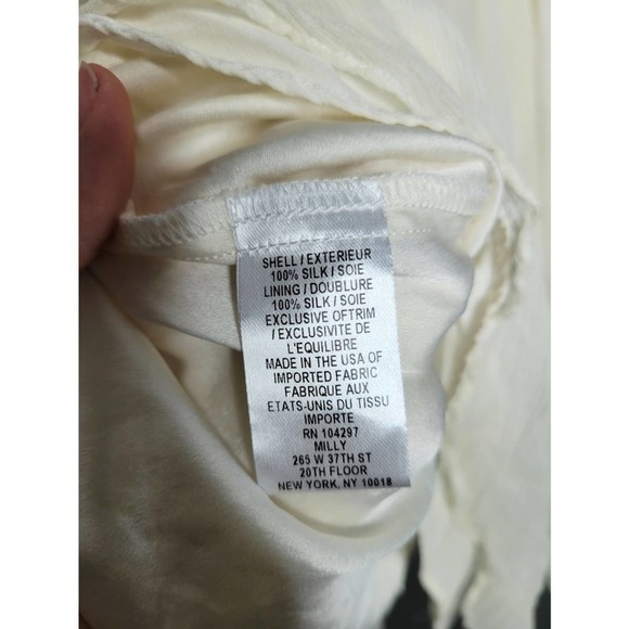 Milly Cream Gold Self-Tie Halter Neck Sleeveless 100% Silk Dress Sz 4 - Picture 3 of 4